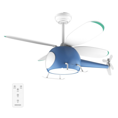 Cecotec EnergySilence Aero 4600 Helicopter Ventilador Infantil de Techo con Luz - 35W - Motor Dc - Diametro de 39 - LED de 32W - Temporizador - 6 Velocidades - Modo Invierno/Verano - Color Azul