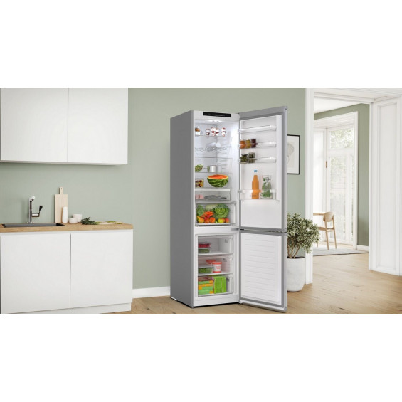 Frigorífico combi Bosch KGN392LAG, 203 x 60 x 66.5 cm, Total No Frost, clase A, 112 kWh/año, 29 dB, 363 litros, VitaFresh 0°C, acero mate antihuellas - imagen 4