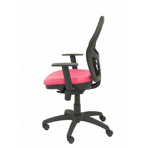 Silla Jorquera malla negra asiento similpiel rosa