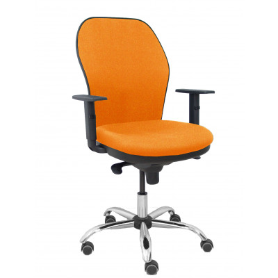 Silla Jorquera respaldo bali naranja asiento bali naranja base cromada y ruedas parqué