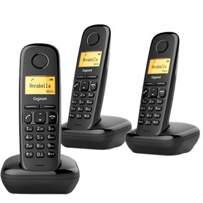 Telefono fijo inalambrico gigaset a170 trio negro 50 numeros agenda - 10 tonos