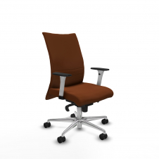 Piqueras y Crespo Albacete confidente sincro similpiel marr?n brazos 1D blancos base aluminio ruedas 65 mm nailon