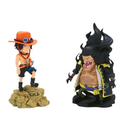 Figura banpresto one piece world collectable figure log stories portgas d.ace vs marshall d.teach 8cm