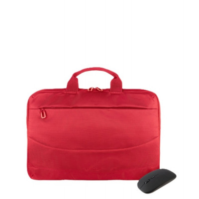 Tucano Idea Maletin Portatil 15,6 + Raton Inalambrico - Tamaño Slim - Interior Acolchado - Color Rojo