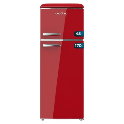 Cecotec Bolero CoolMarket 2D Origin 215 Red E Frigorifico Dos Puertas - Capacidad 215L - Temperatura Regulable - Estilo Retro - Clase E - 55.2x62.1x148.2cm - Color Rojo