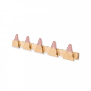 Percha infantil de montañas con 5 pomos madera/rosa · Monty H140-M9759