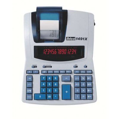 Ibico 1491X Calculadora Profesional Termica 14 Digitos - Pantalla LCD 2 Colores - Impresion en Negro - Velocidad 10 Lineas por Segundo