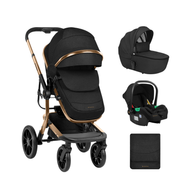 Carrito de bebé Kikkaboo 3 en 1 con capazo de plastico Irene Negro
