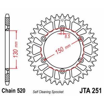 Corona JT 251 de aluminio con 48 dientes JTA251.48