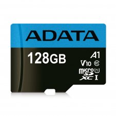 MEMORIA FLASH ADATA PREMIER, 128GB MICROSDXC UHS-I CLASE 10, CON ADAPTADOR AUSDX128GUICL10A1-RA1