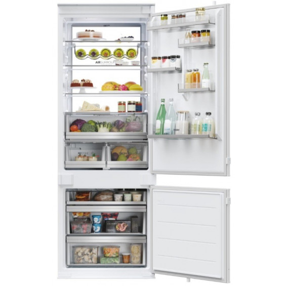 Frigorífico combi integrable Haier HBW7719DT, 193.5 x 69 x 55 cm, Total No Frost, clase D, 216 kWh/año, 33 dB, 400 litros, My Zone, WiFi, blanco