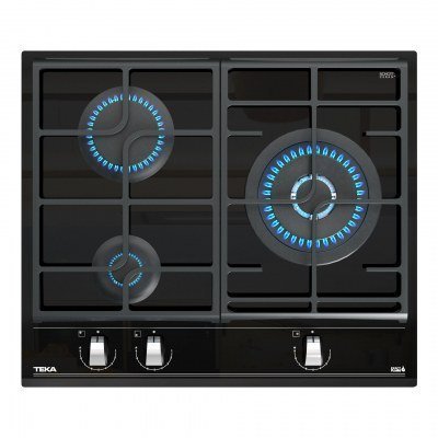 PLACA GAS TEKA GZC63310XBB 3F C/WOK BISEL BUTANO 60CM CRIST.NGO 112570021