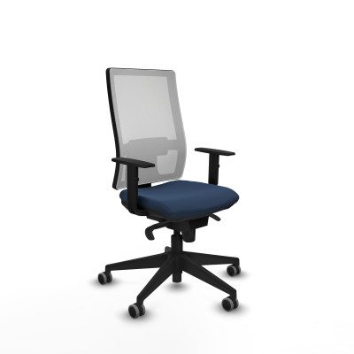 Horna sincro malla blanca similpiel azul marino brazos 1D base piramidal ruedas 65mm engomadas
