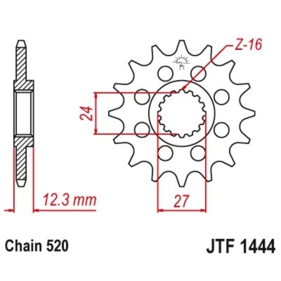 Piñón JT 1444 de acero con 17 dientes JTF1444.17