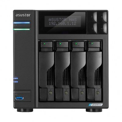 Servidor nas asustor tower 4 bay nas quad - core 2.0ghz dual 2.5gbe ports 4gb ram ddr4