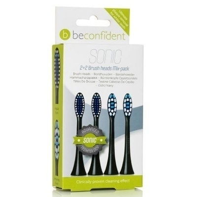 Beconfident Sonic Recambio Cabezal Blanqueador Y Regular Negro 2+2 Unidades