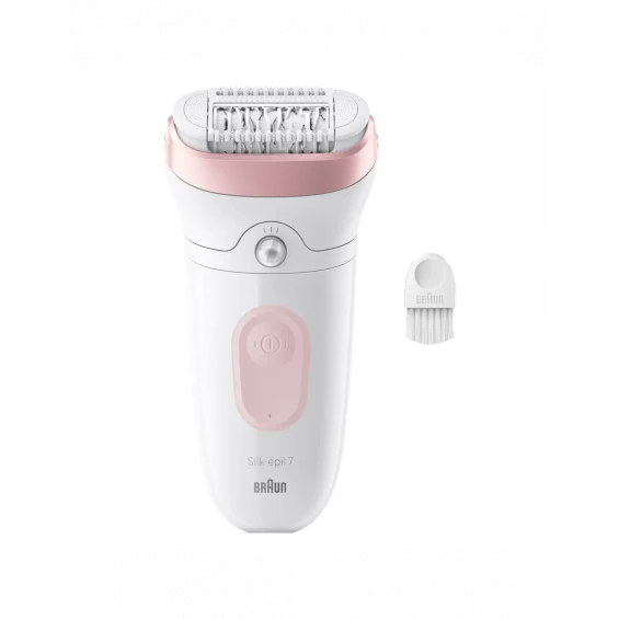Depiladora Braun Silk-épil 7 7-000 Wet & Dry, 40 pinzas MicroGrip, 40 min, blanco y rosa