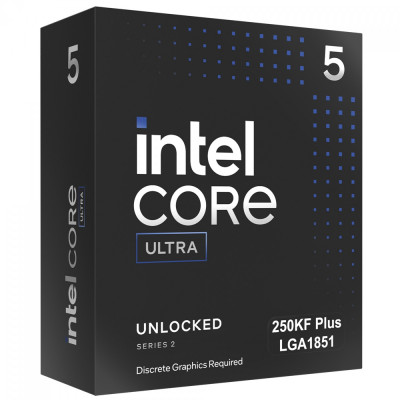 Intel Core Ultra 5 250KF Plus - hasta 5.30GHz - 18 núcleos - 18 hilos - 30MB caché - LGA1851 Socket - Box (Necesita gráfica dedicada)