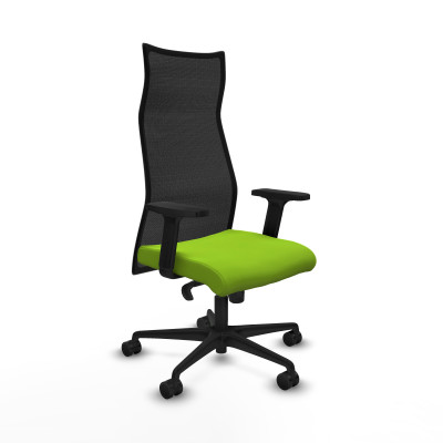 Albacete malla sincro malla negra similpiel pistacho brazos 2D base nailon ruedas 65 mm nailon