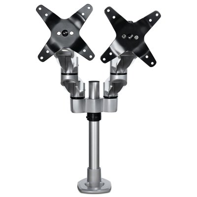 Brazo Articulado Prémium para Dos Monitores de hasta 30 - Soporte VESA de Altura Ajustable - Montaje Mordaza/Ojal en Escritorio - con Rotación, Inclinación y Giro - Plata