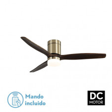 Ventil 27w Dc Aguilon Cuero 3 Aspas Roble 6 Velocidades C/remoto, Reg. Intensidad, Temporizador 30,5x132x132 Cm