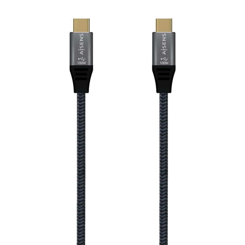 AISENS - CABLE USB 2.0 ALUMINIO 5A 100W E-MARK, USB-C/M-USB-C/M, GRIS,
