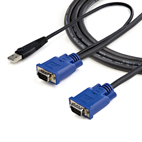 Cable KVM de 3m Ultra Delgado Todo en Uno VGA USB HD15 - 10ft Pies 2 en 1