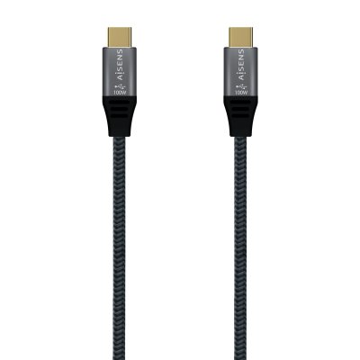 Cable USB 3.2 Gen2x2 Aluminio 20Gbps 8K@30Hz 5A 100W E-Mark, Tipo USB-C/M-USB-C/M, Gris, 0.6 m