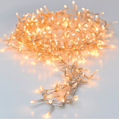 Guirnalda fija 180 leds blanco calido 220v ip44 cable transparente 16,5m