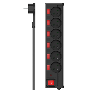 Home Regleta 6 Tomas Interruptor 1,4m Negra