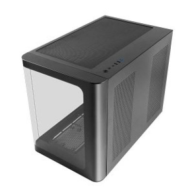 (Km0) CAJA MICROATX GAMING MARS GAMING MCFUSIONM CRISTAL CURVADO GPU 445mm 1x3.5 2x2.5 NEGRO CASH30