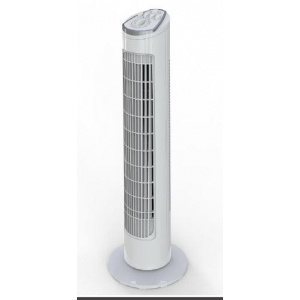 Ventilador de torre Tristar VE5864, 76 cm, 40W, temporizador 2 horas, 3 ajustes, oscilación 75º, asa integrada, blanco