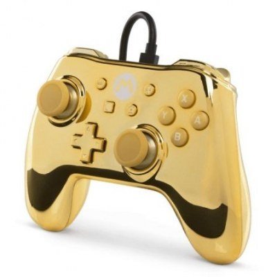 MANDO WIRED CONTROLLER NINTENDO SWITCH CHROME GOLD MARIO - CABLE EXTRAÍBLE DE MICRO-USB A USB-C - 3M