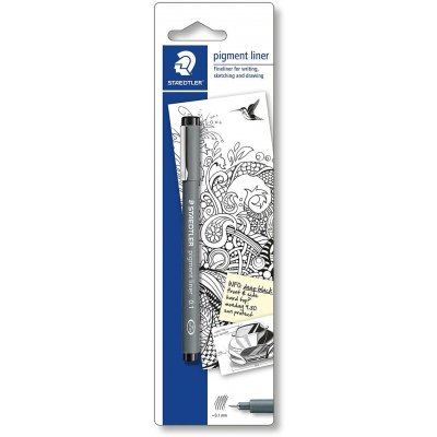 Staedtler Pigment Liner 308 Blister con Rotulador Calibrado - Trazo 0.2mm - Punta Engarzada en Metal - Color Negro