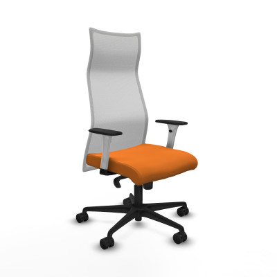 Albacete malla sincro malla blanca similpiel naranja brazos blancos base nailon ruedas 65 mm nailon