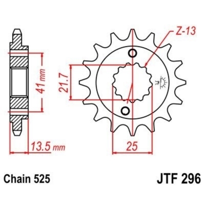 Piñón con goma anti-ruido JT SPROCKETS acero 296 - 525 JTF296.15RB