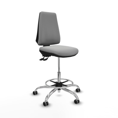 Taburete Elche AS similpiel gris claro base cromada ruedas 65mm engomadas