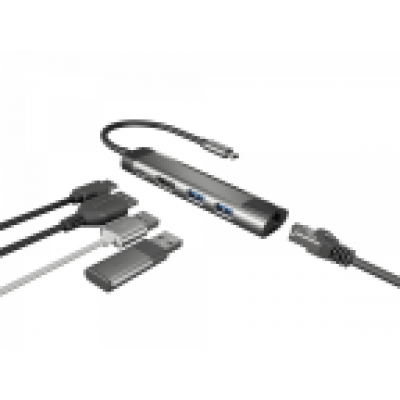 ADAPTADOR 5 IN 1 USB-C NATEC FOWLER GO 2X USB 3.0 HUB, HDMI 4K, USB-C PD