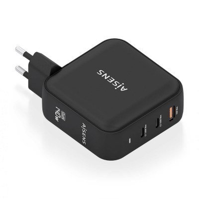 Aisens - Cargador Gan 140W, 2Xusb-C Pd3.1 Qc4.0, 1Xusb-A Qc3.0, Negro