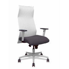 Piqueras y Crespo Sillón Sahuco blanco bali gris oscuro brazos blancos base blanca ruedas parqué 65mm