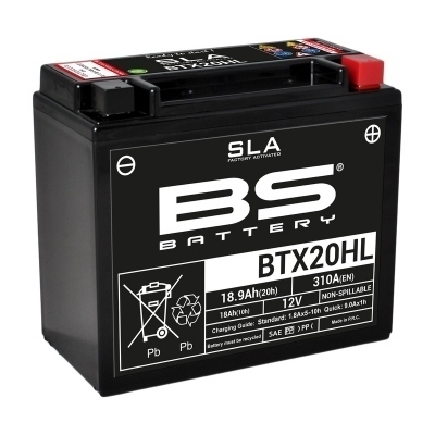 BS BATTERY Battery Maintenance Free with Acid Pack - BTX20HL 300614