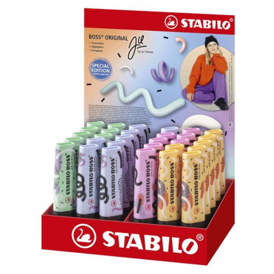 Stabilo Boss 70 Pastel by Ju Schnee Expositor de 30 Rotuladores Marcadores Fluorescentes - Trazo entre 2 y 5mm - Tinta con Base de Agua - Colores Surtidos