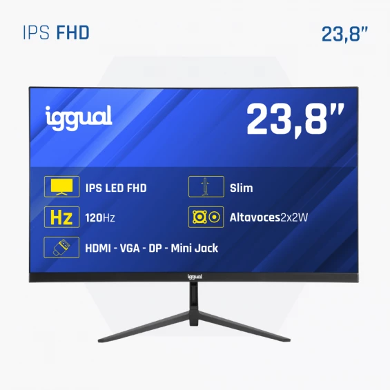 Monitor iggual ML24SDP, 23,8 pulgadas, Full HD, IPS, 120 Hz, 1 ms, altavoces, HDMI, DisplayPort, VGA, 99% sRGB