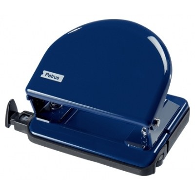 Petrus 52 Taladro Perforador Clasico Metalico - Hasta 20 Hojas - Marcas de Formato - Facil Vaciado - Punzones 5.5mm - Color Azul