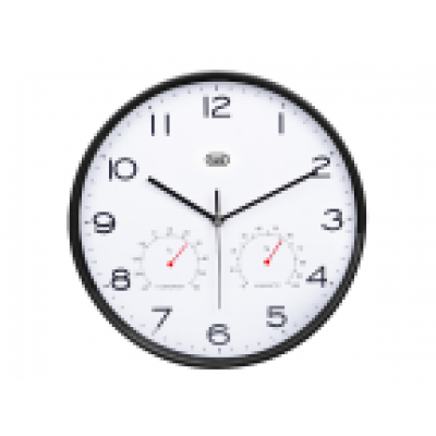 RELOJ PARED TREVI OM 3510 T 30CM WALL CLOCK+TERM.+HYGROM. BLACK