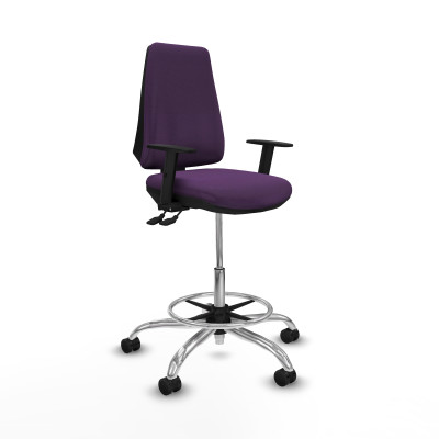 Taburete Elche AS bali morado brazos 1D base cromada ruedas 65mm nailon