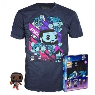 Pop & tee space jam looney tunes funko lebron james + camiseta pack 10 unidades todas las tallas