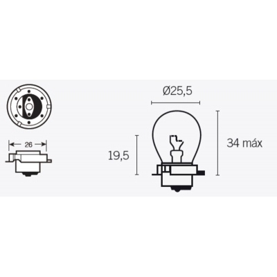 Caja de 10 lámparas 6V15W P26S 14673