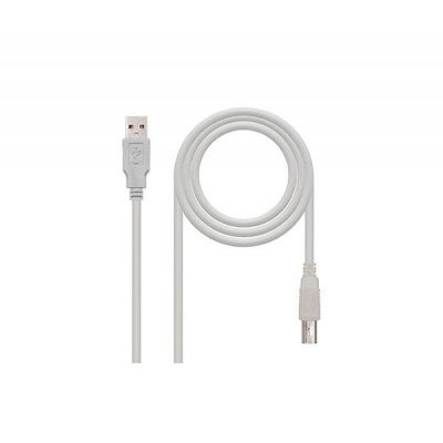 Cable USB 2.0 Impresora Nanocable 10.01.0103/ USB Macho - USB Macho/ 1.8m/ Beige