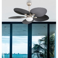Ventilador Dc Chaw 24w 2950lm Niquel/negro 5asp.6vel.132d C/remoto, Memoria Y Temp.3000-4000-6000k